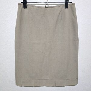 Tahari ASL Skirt Gray Beige Pencil Skirt with Pleated Hem Size 6